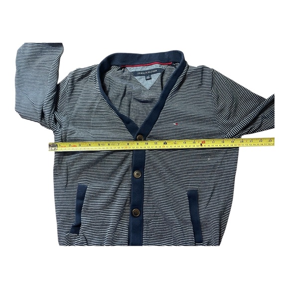 Tommy Hilfiger Sweater Adult Small Blue Cardigan Knit Pockets Striped Mens - Picture 10 of 12
